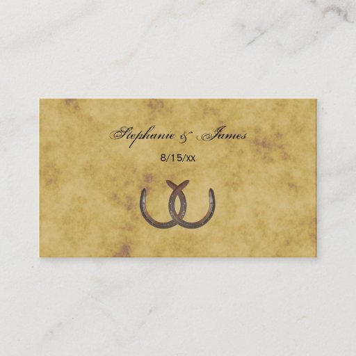 Customizable Rustic Horseshoes Distressed BG Place Cards Business Cards