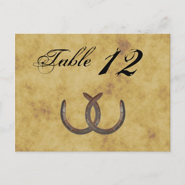 Rustic Horseshoes Distressed BG Table Number (Front)