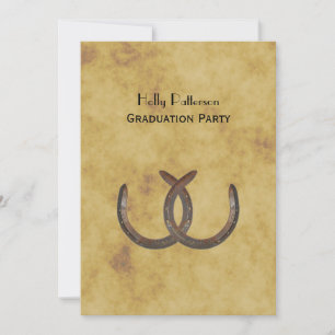 Rustic Horseshoes Distressed BG V Graduation Invitation