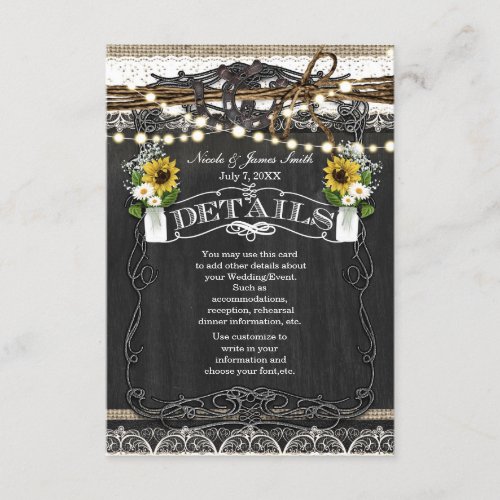 Rustic Horseshoes  Flowers Country DETAILS Card