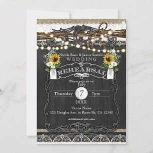 Rustic Horseshoes & Flowers Country REHEARSAL Invitation