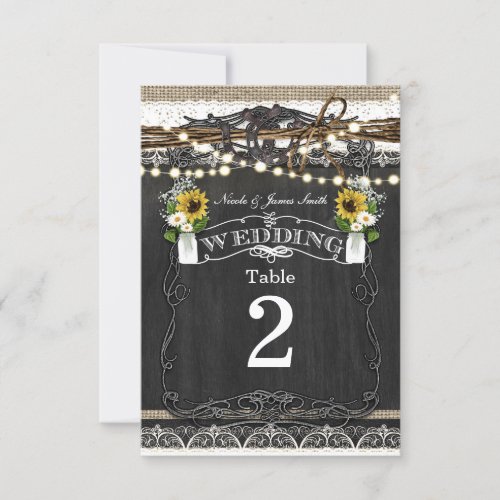 Rustic Horseshoes  Flowers Country Table Numbers