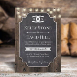 Rustic Horseshoes Initials Equine Horse Wedding Invitation