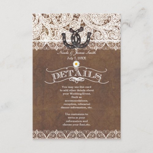 Rustic Horseshoes  Lace Country DETAILS Card