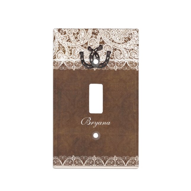 Rustic Horseshoes & Lace Country Light Switch (Front)