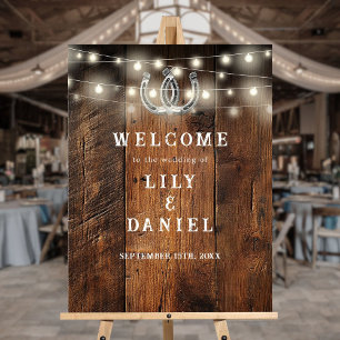 Rustic Horseshoes Western Wedding Welcome Sign