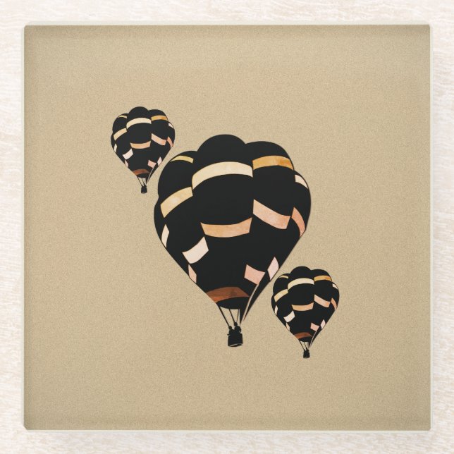 Rustic Hot Air Balloons Glass Coaster (Front)