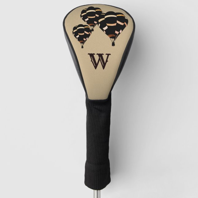 Rustic Hot Air Balloons Monogram Golf Head Cover (Front)