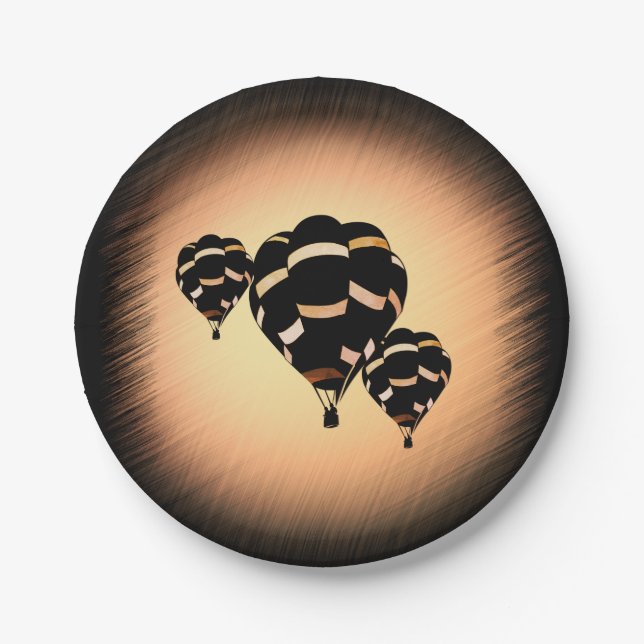 Rustic Hot Air Balloons Paper Plates (Front)