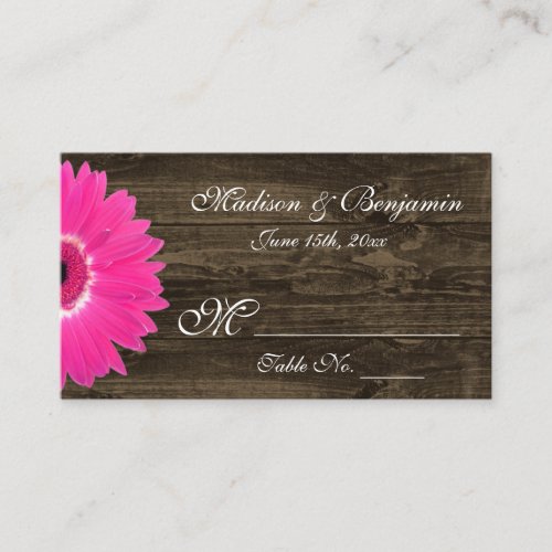 Rustic Hot Pink Gerber Daisy Wedding Place Cards Business Card