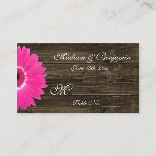 Customizable Rustic Hot Pink Gerber Daisy Wedding Place Cards Business Card