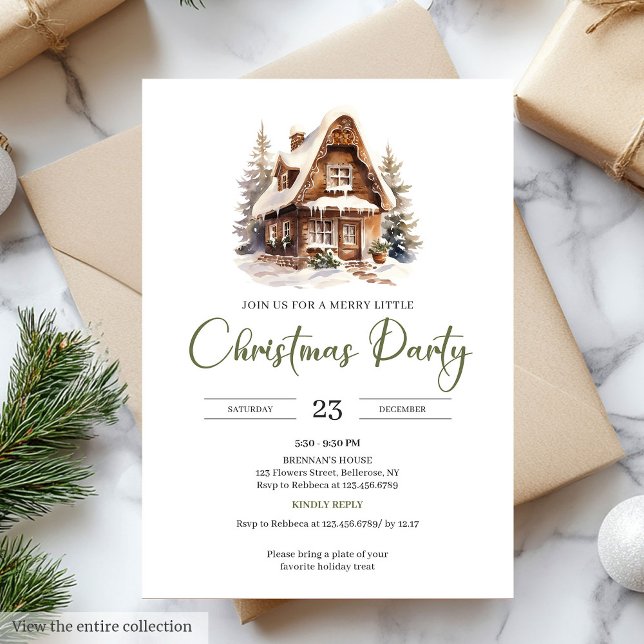 Rustic House Minimalist Scandinavian Style Xmas Invitation (Rustic Taupe Minimalist Scandinavian Style Christmas Party

)