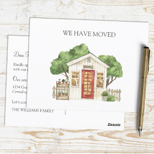Rustic House Red Door Farmhouse We Have Moved Postcard