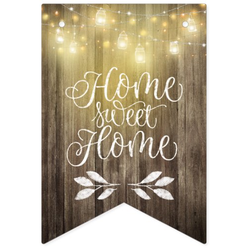 Rustic House Warming Party Mason Jar  Woodgrain Bunting Flags