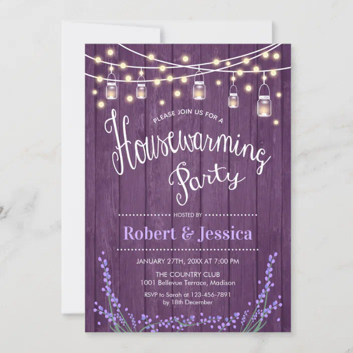 Rustic Summer Wedding Invitation,Purple,Lavender,Blush,Roses,Mason Jar Lights,Purple Barn Wood,Personalize,Printed Invitation,Wedding Set