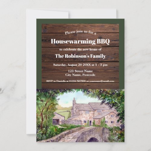 Rustic Housewarming Stone Bridge Farmhouse Invitation