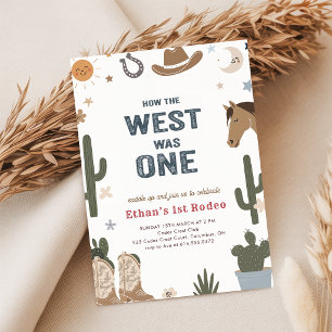 Rustic How The West Was One Cowboy 1st Birthday Invitation