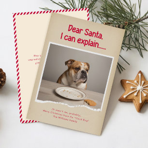 Rustic Humorous Funny Bulldog Pet Photo Christmas Holiday Card