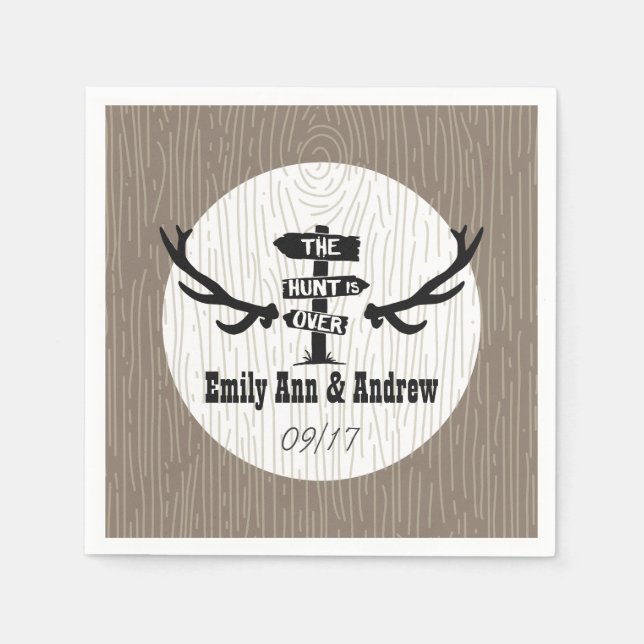 Rustic Hunt is Over Barnwood Napkins (Front)