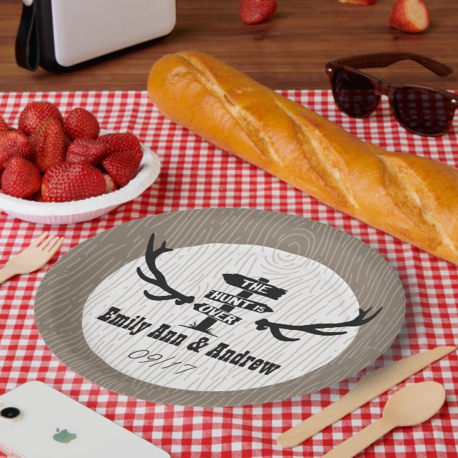 Rustic Hunt is Over Barnwood Paper Plates (Picnic)