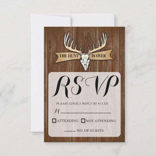 Rustic Hunt Is Over Wedding RSVP Card