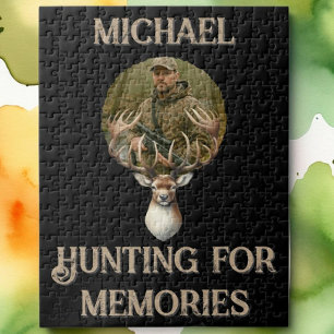 Rustic Hunter Deer Antler Memories Photo Jigsaw Puzzle