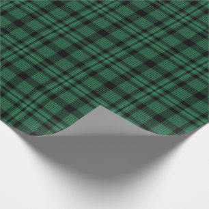Rustic Hunter Green and Black Plaid Pattern Wrapping Paper