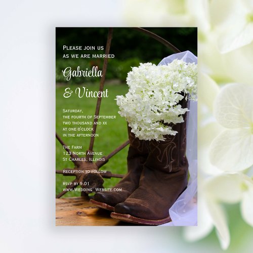Rustic Hydrangea Country Wedding Invitation