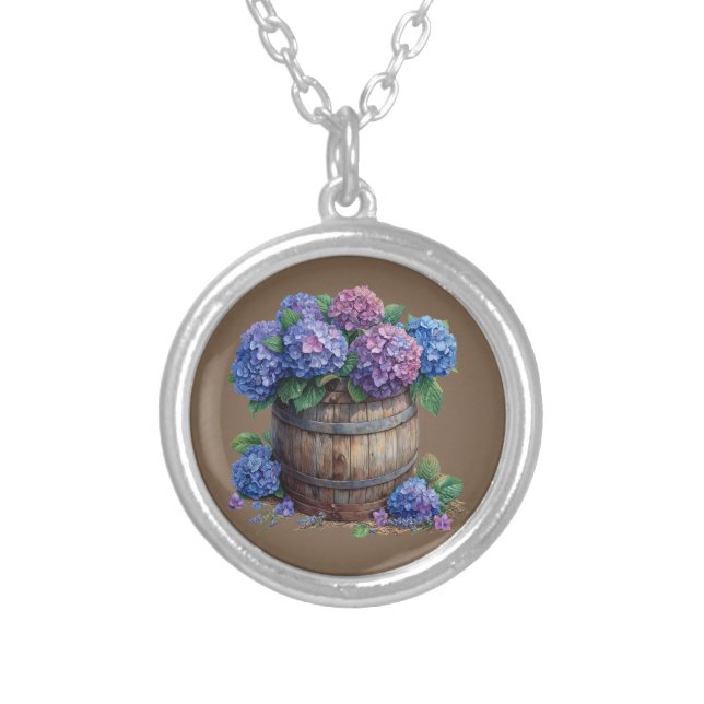 Rustic Hydrangea Bouquet Necklace (Front)