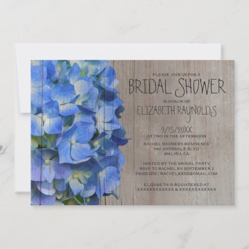 Rustic Hydrangea Bridal Shower Invitations