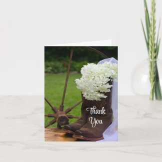 Rustic Hydrangea Cowboy Boots Bridesmaid Thank You Card