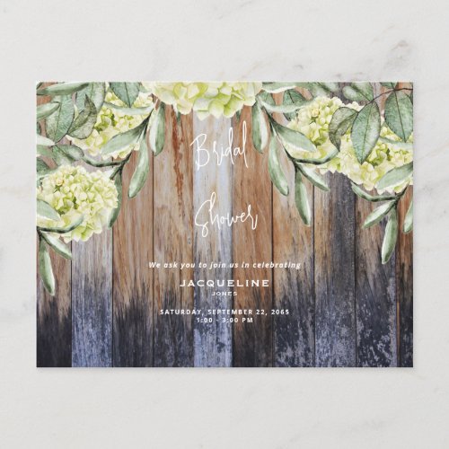  Rustic Hydrangea Wood Fence Bridal Shower  Postcard