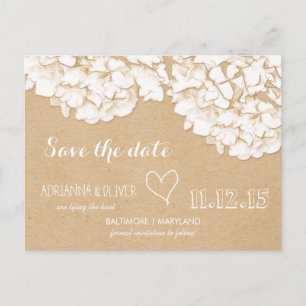 Rustic Hydrangeas Floral Save The Date Announcement Postcard