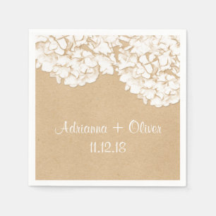 Rustic Hydrangeas Floral Wedding Paper Napkins