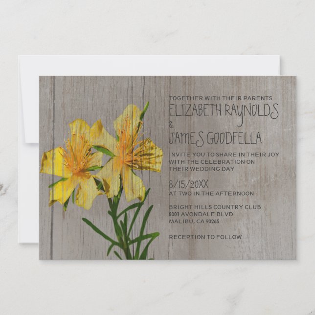 Rustic Hypericum Wedding Invitations (Front)
