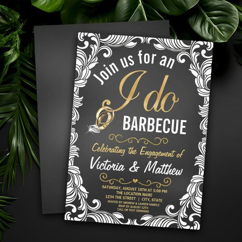 Rustic I Do BBQ Barbecue Engagement Party Invitation
