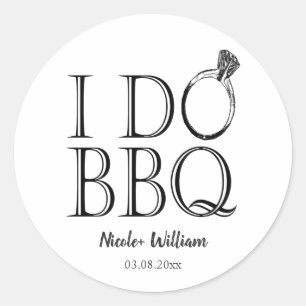 Rustic I Do BBQ Barbecue Ring Wedding Engagement Classic Round Sticker