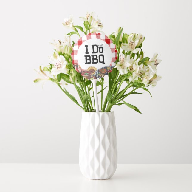 Rustic I Do BBQ Couple Shower Party Gingham Balloon (Vase)