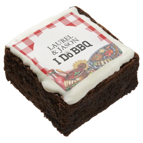 Rustic I Do BBQ Couple Shower Party Gingham Brownie