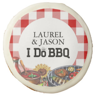 Rustic I Do BBQ Couple Shower Party Gingham Sugar Cookie