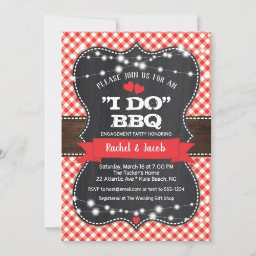Rustic I DO BBQ Couples Shower Engagement Party Invitation