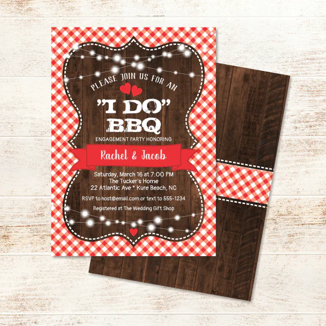 Rustic I Do Bbq Couples Shower Engagement Party Invitation Zazzle