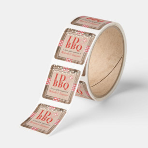 Rustic I Do BBQ Couples Shower Engagement Party Square Sticker