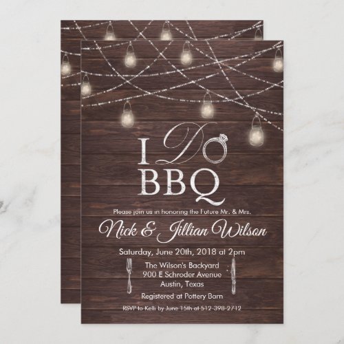 Rustic I DO BBQ Couples Shower Invitation