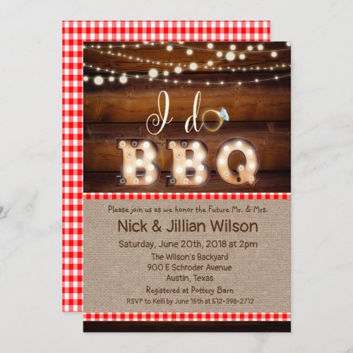 Rustic I DO BBQ Couples Shower Invitation