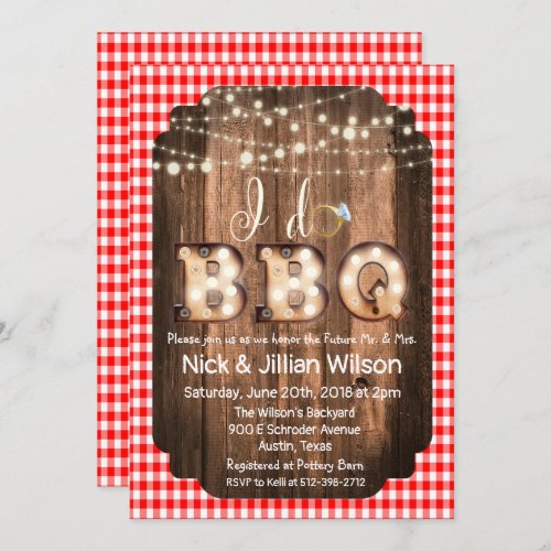 Rustic I DO BBQ Couples Shower Invitation