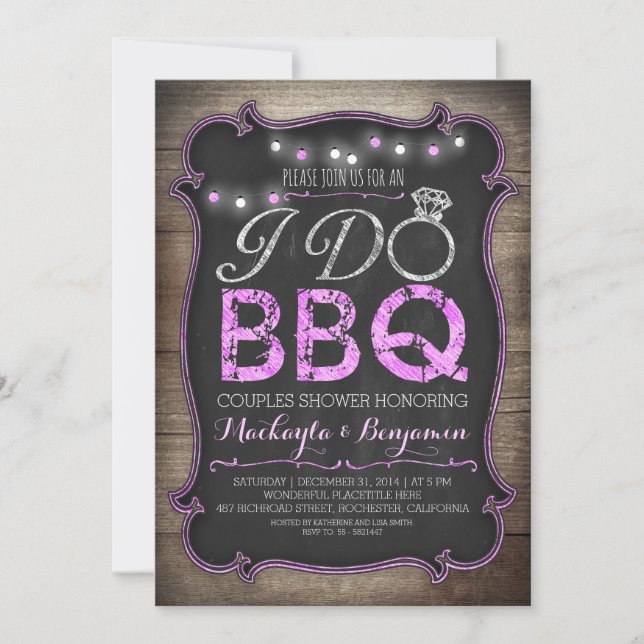 rustic I do BBQ couples shower invitation (Front)