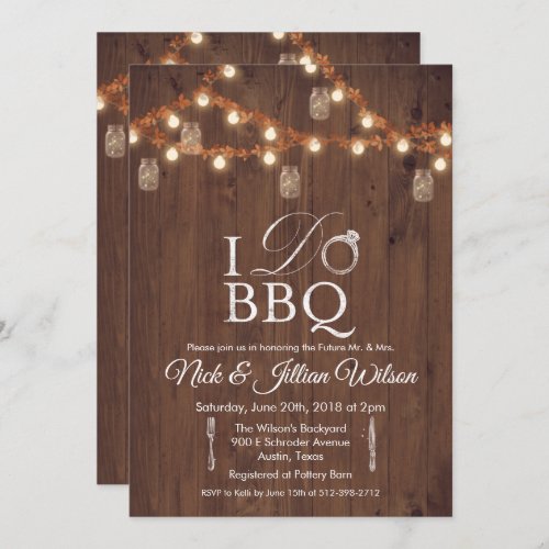 Rustic I DO BBQ Couples Shower Invitation