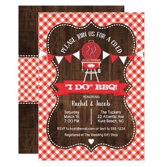 Rustic I Do Bbq Couples Wedding Engagement Party Invitation