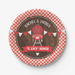 Rustic I DO BBQ Couples Wedding Engagement Shower Paper Plates